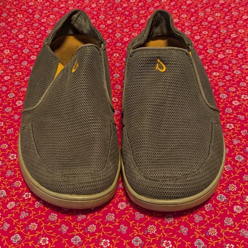 OluKai Nohea‎ Shoe Mesh Slip On Drop In Heel Fold In Dark Shadow Sneaker Size 10